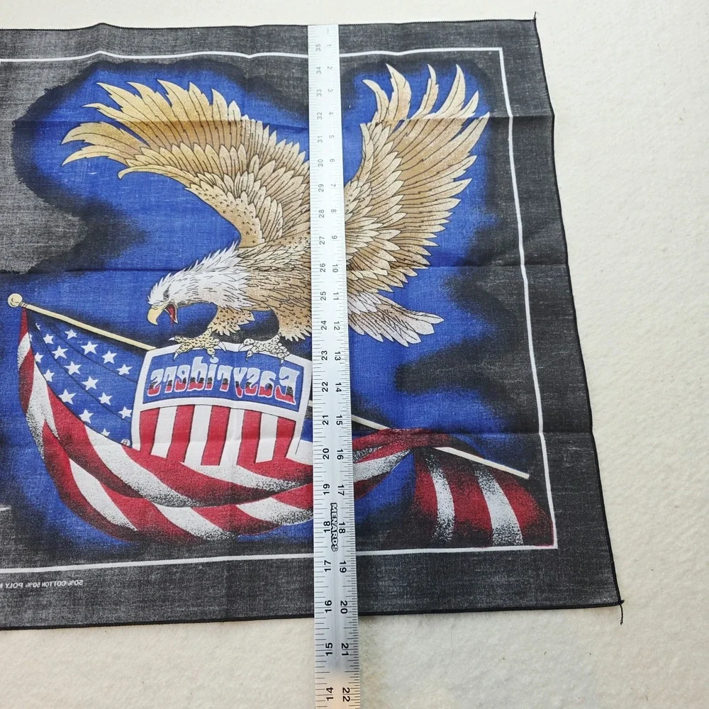 Vtg Official Easyriders Motorcycle Bandana Bald Eagle American Flag Black USA